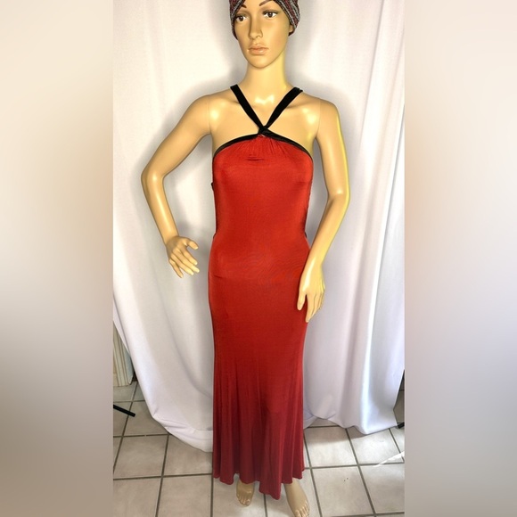Bebe Special Sexy Strappy Back Red Maxi Flowing Goddess Dress see text for deets - Picture 5 of 8